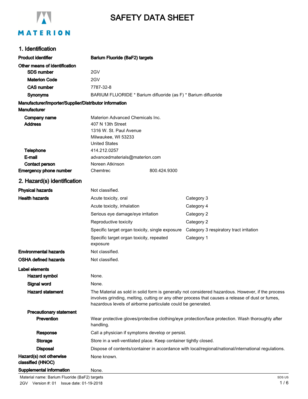 Safety Data Sheet