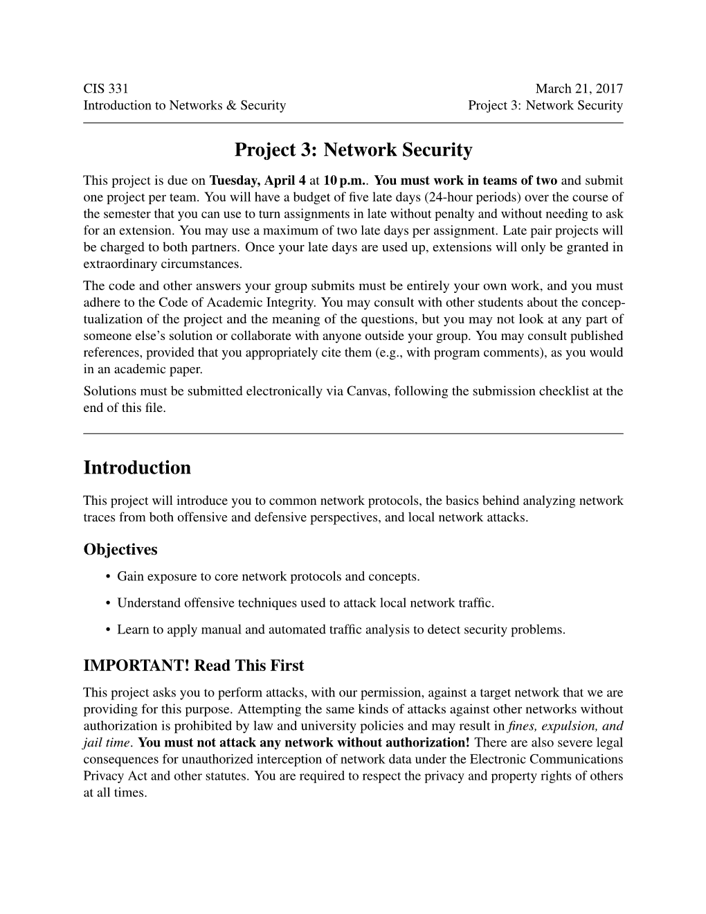 Project 3: Network Security