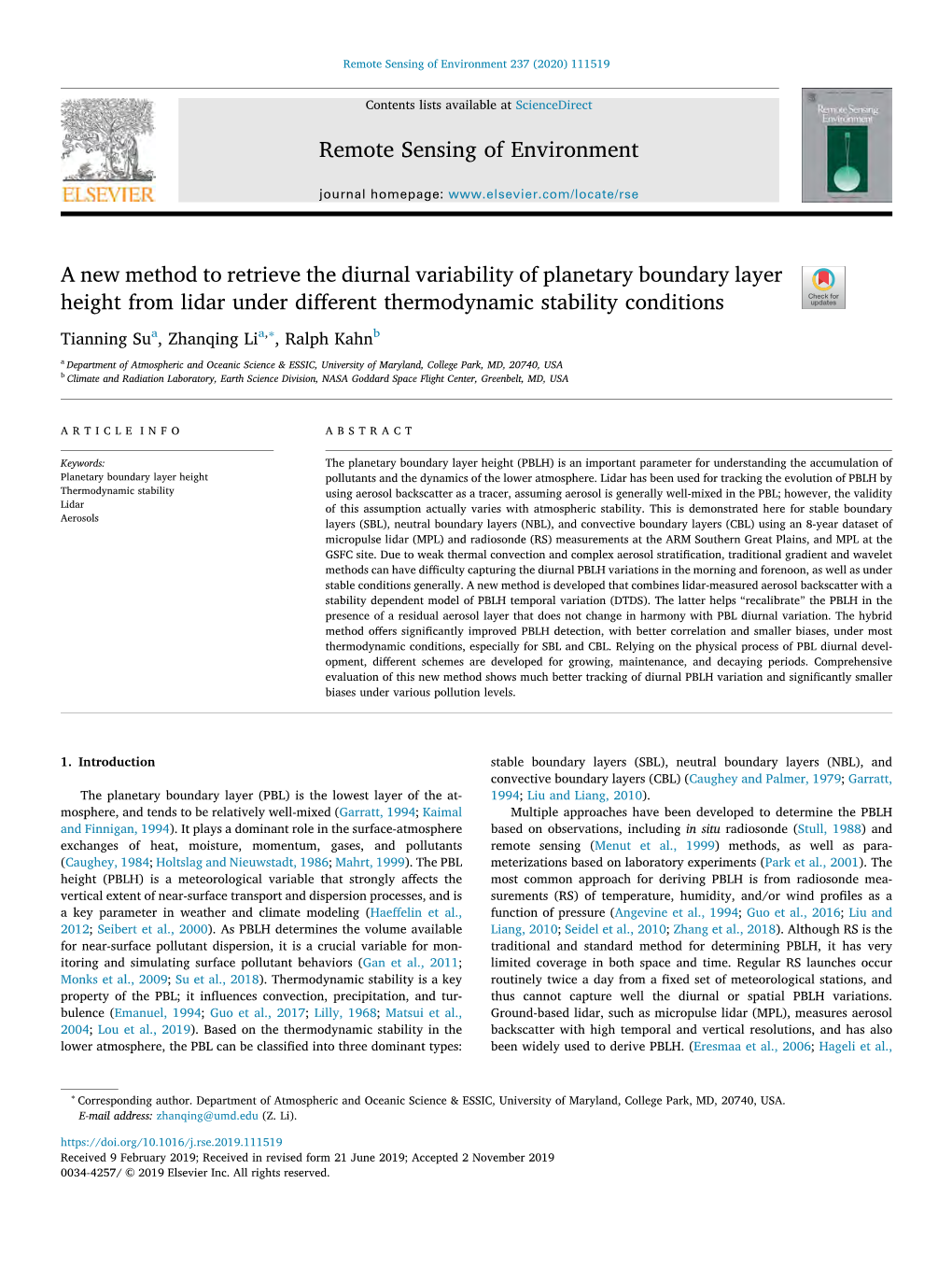 A New Method to Retrieve the Diurnal Variability of Planetary Boundary Layer Height from Lidar Under Different Thermodynamic