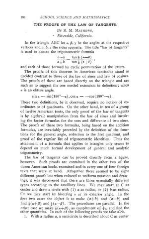 The Proofs of the Law of Tangents