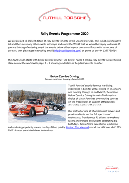 Rally Events Programme 2020