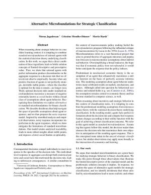 Alternative Microfoundations for Strategic Classification