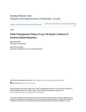 Initial Transgressive Phase of Leg 144 Guyots: Evidence of Extreme Sulfate Reduction