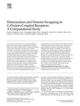 Dimerization and Domain Swapping in G-Protein-Coupled Receptors: a Computational Study Paul R