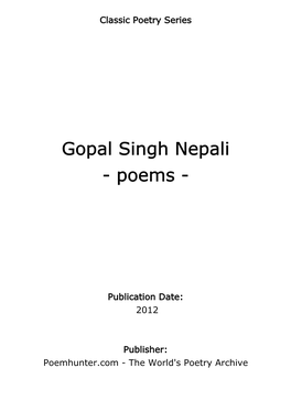 Gopal Singh Nepali - Poems