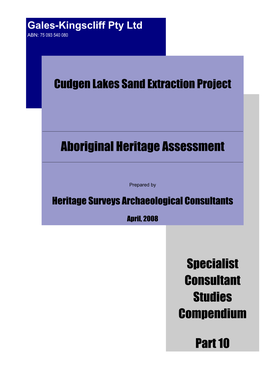 Specialist Consultant Studies Compendium Part 10 Aboriginal