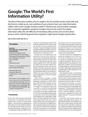 Google: the World's First Information Utility?