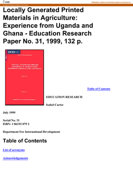 Locally Generated Printed Materials in Agriculture: Experience from Uganda and Ghana