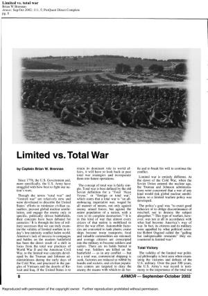 Limited Vs. Total War Brian W Brennan Armor; Sep/Oct 2002; 111, 5; Proquest Direct Complete Pg