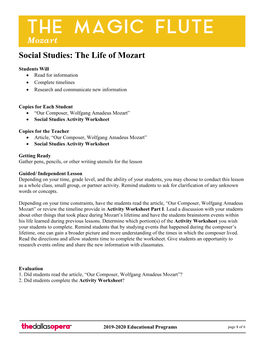 Social Studies: the Life of Mozart