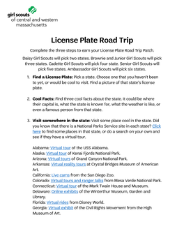 License Plate Road Trip Complete the Three Steps to Earn Your License Plate Road Trip Patch