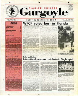 FLORIDA - November 20, 19~5 WFCF Voted Best •1N Florida WFCF, Flagler College Radio, Received A