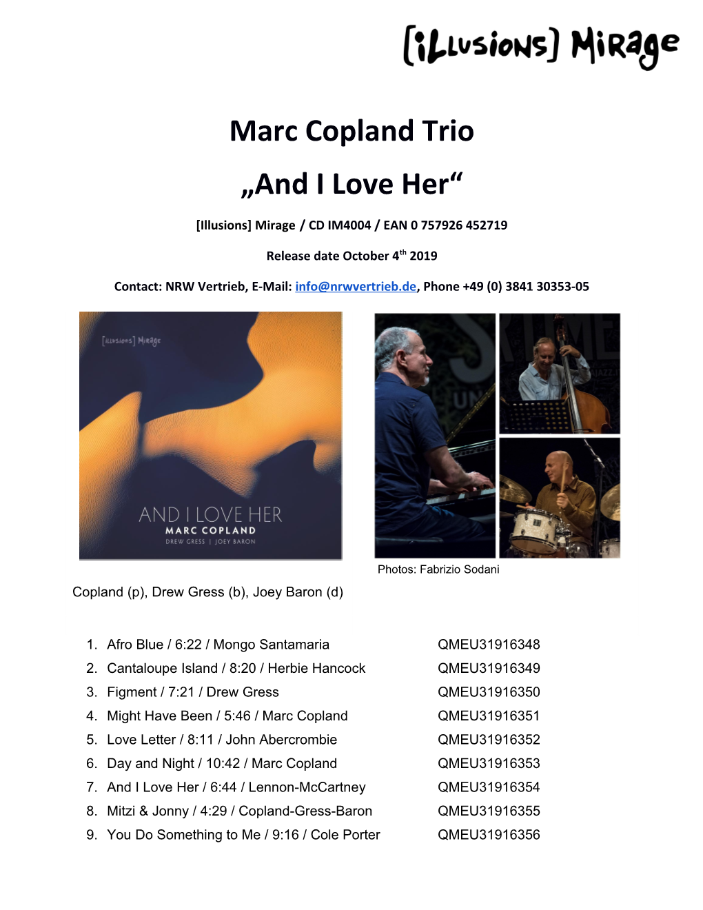 Marc Copland Trio „And I Love Her“