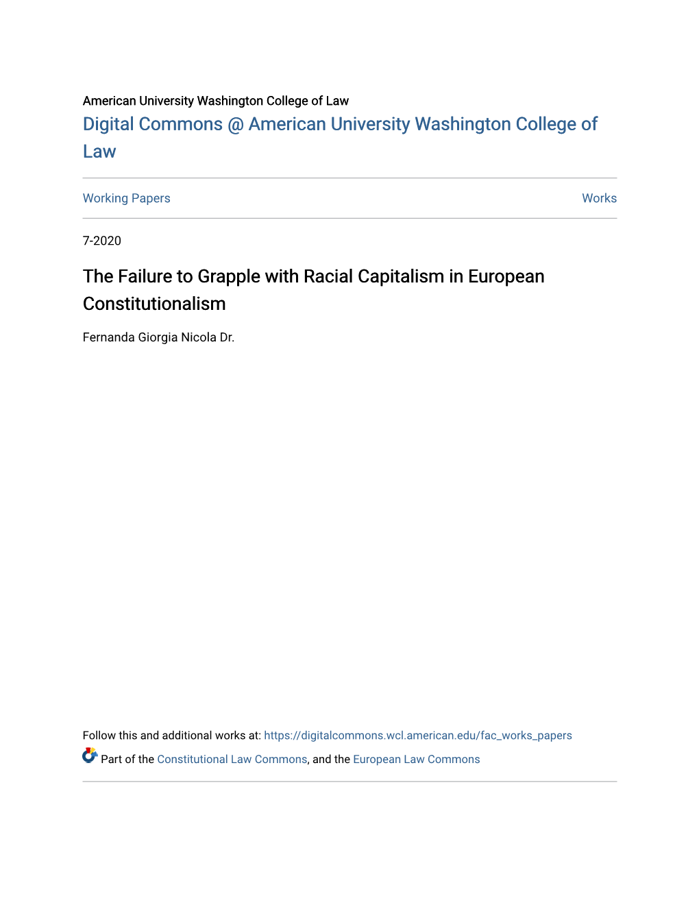 The Failure to Grapple with Racial Capitalism in European Constitutionalism