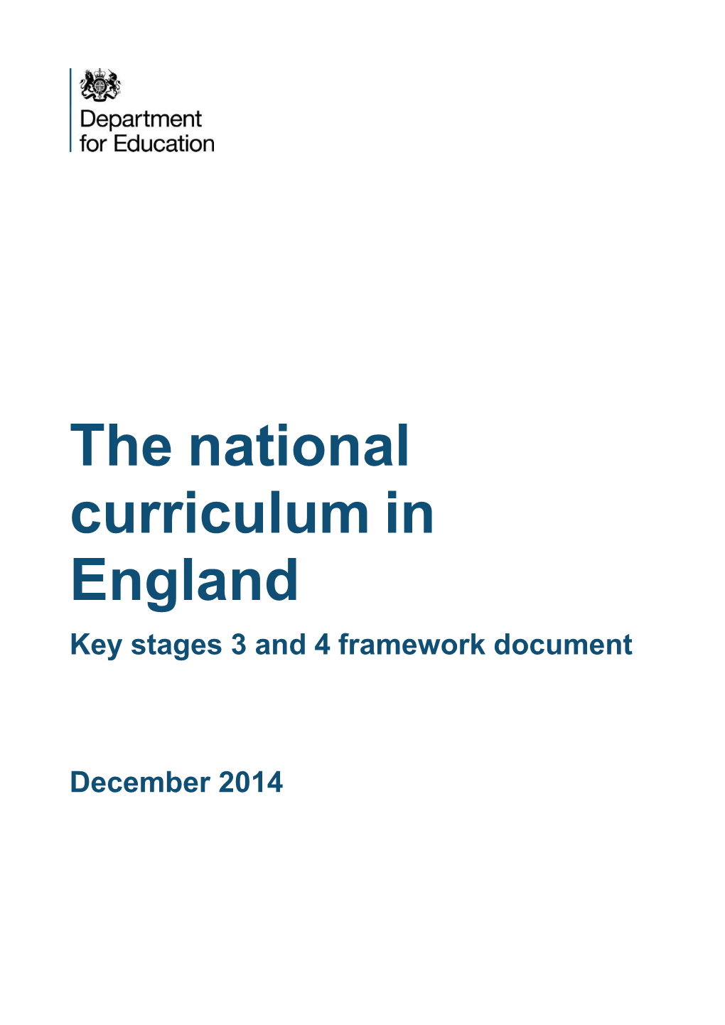 Secondary National Curriculum for England