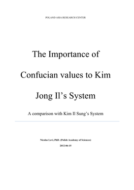 The Importance of Confucian Values to Kim Jong Il's System