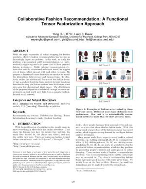 Collaborative Fashion Recommendation: a Functional Tensor Factorization Approach
