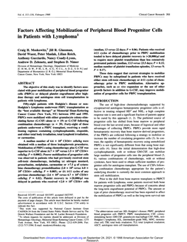 Factors Affecting Mobilization of Peripheral Blood Progenitor Cells in Patients with Lymphoma’