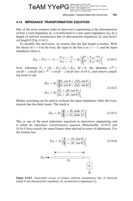 ! ! ! 4.14 Impedance Transformation Equation