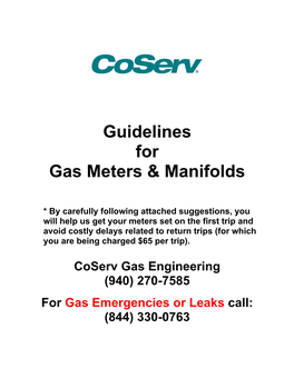 Guidelines for Gas Meters & Manifolds