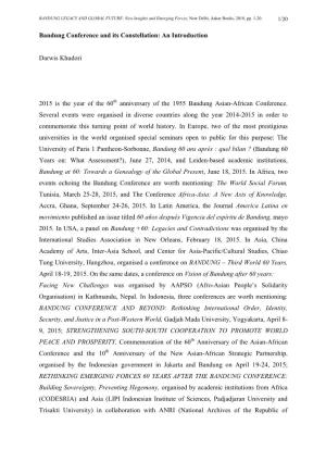 Bandung Conference and Its Constellation: an Introdu Ction