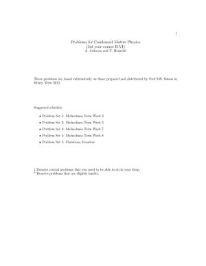 Problems for Condensed Matter Physics (3Rd Year Course B.VI) A