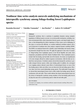 Nonlinear Time Series Analysis Unravels Underlying Mechanisms of Interspecific Synchrony Among Foliage-Feeding Forest Lepidoptera Species