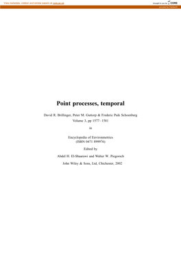 Point Processes, Temporal