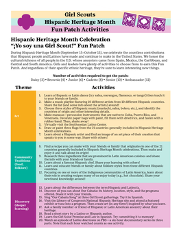 Hispanic Heritage Month Girl Scouts Fun Patch Activities