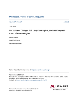 Soft Law, Elder Rights, and the European Court of Human Rights