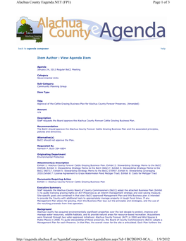 Alachua County Cattle Grazing Business Plan