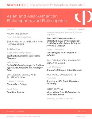 APA Newsletter on Asian and Asian-American Philosophers And