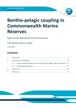 Bentho-Pelagic Coupling in Commonwealth Marine Reserves