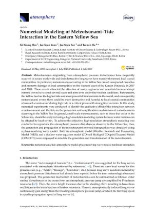Numerical Modeling of Meteotsunami–Tide Interaction in the Eastern Yellow Sea