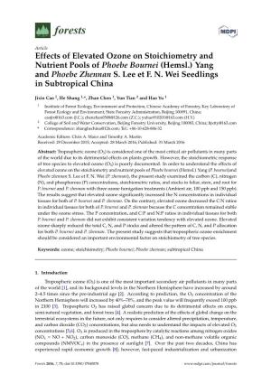 Effects of Elevated Ozone on Stoichiometry and Nutrient Pools of Phoebe Bournei (Hemsl.) Yang and Phoebe Zhennan S