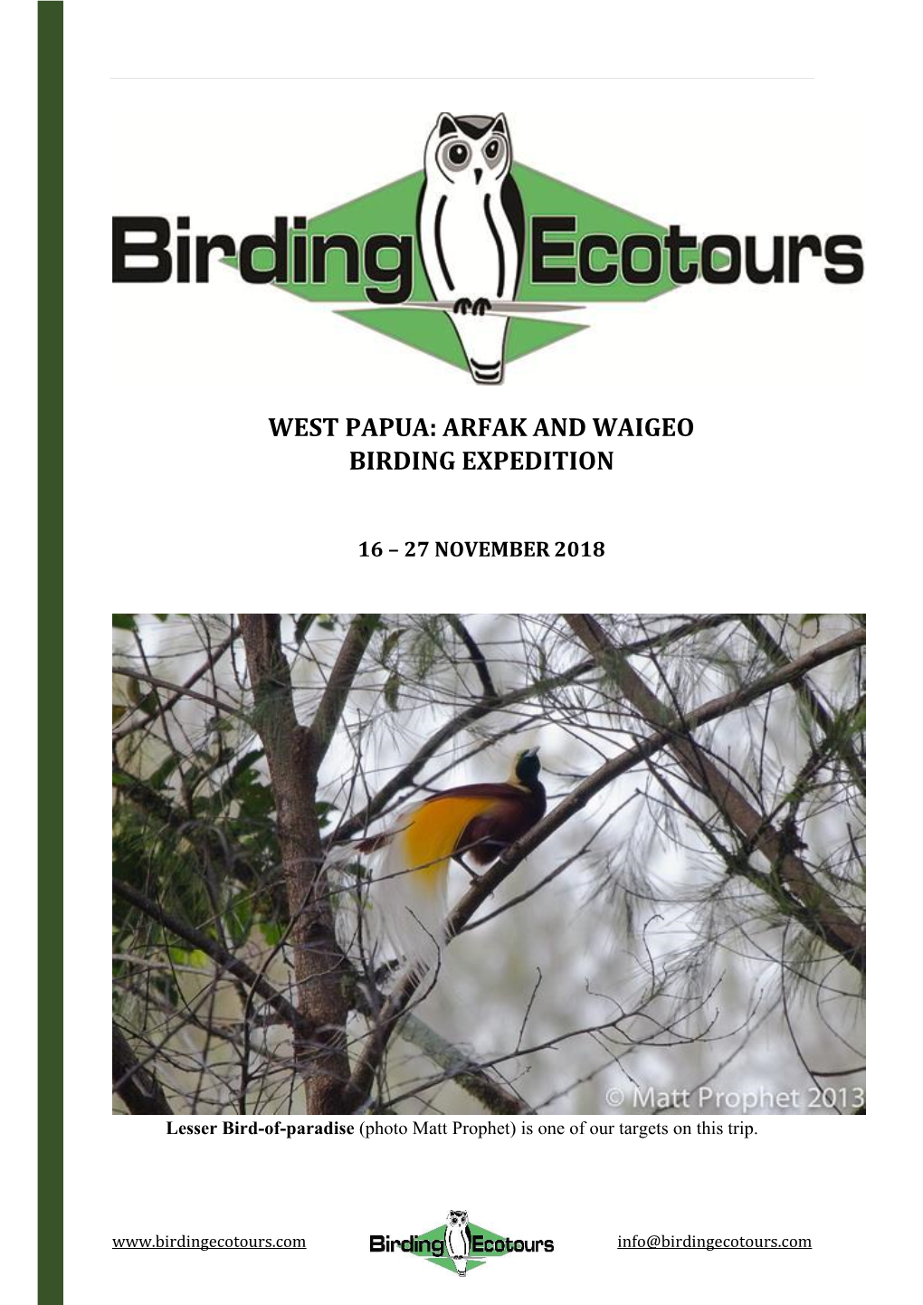 West Papua: Arfak and Waigeo Birding Expedition