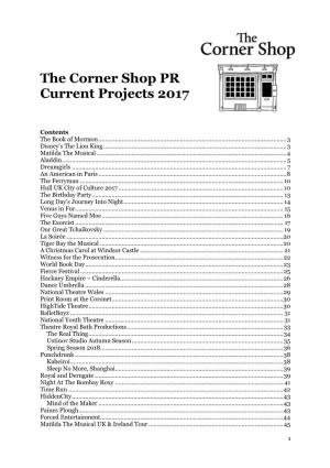 The Corner Shop PR Current Projects 2017