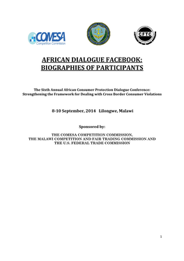 African Dialogue Facebook: Biographies of Participants
