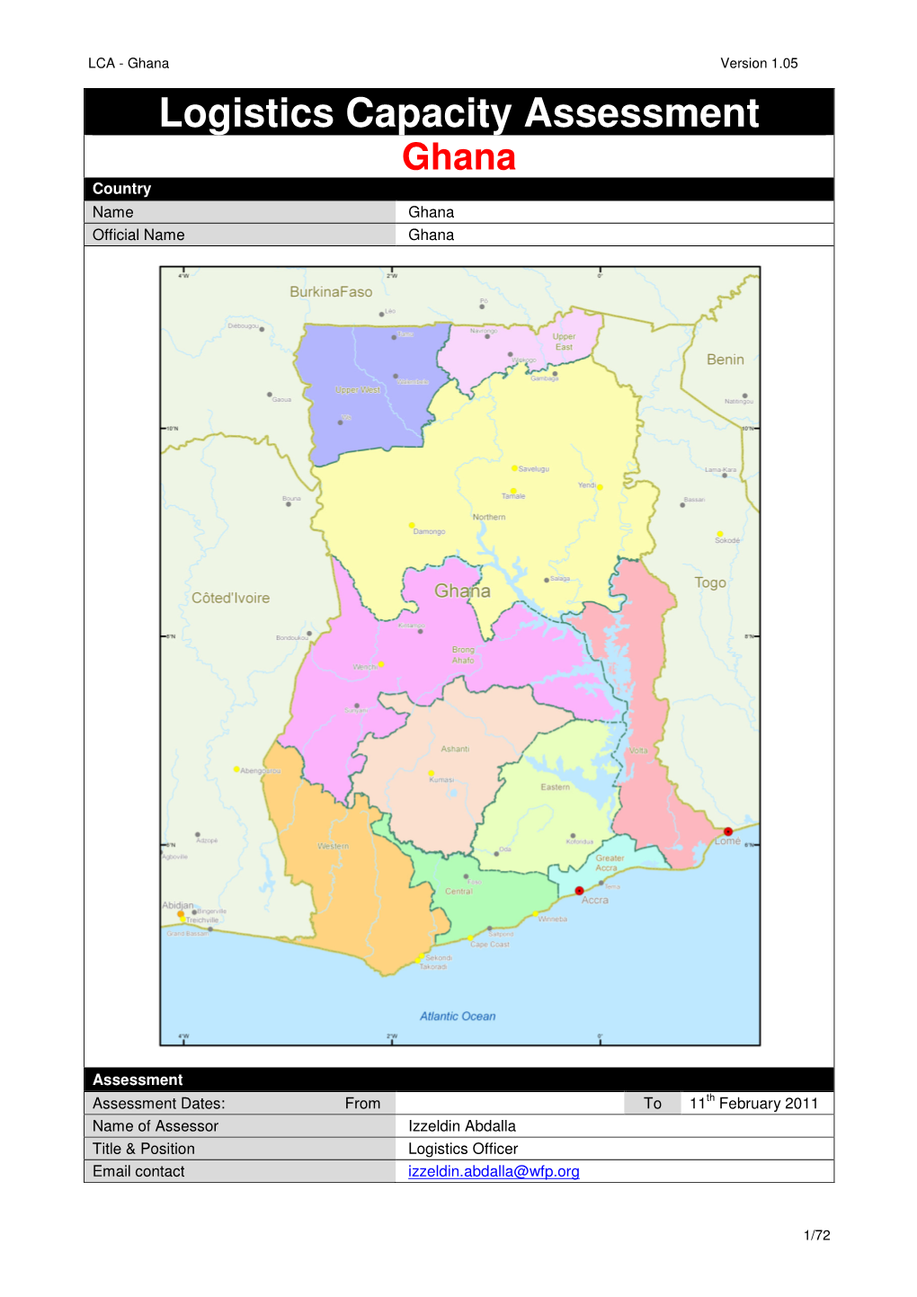 Logistics Capacity Assessment Ghana Country Name Ghana Official Name Ghana