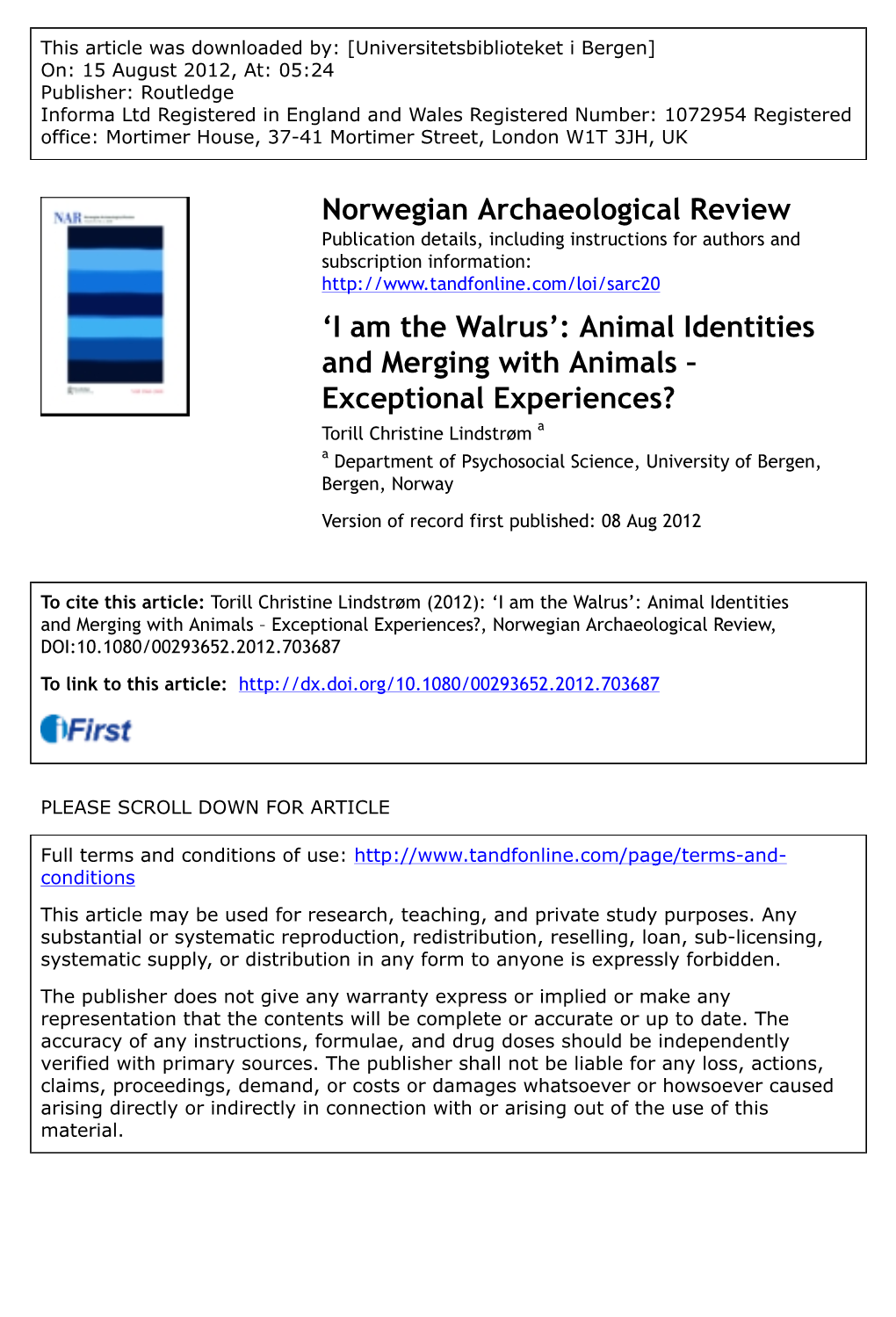Animal Identities and Merging with Animals