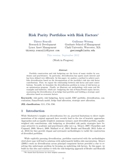 Risk Parity Portfolios with Risk Factors∗