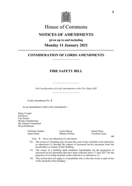 Monday 11 January 2021 CONSIDERATION of LORDS