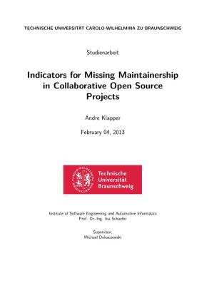 Indicators for Missing Maintainership in Collaborative Open Source Projects