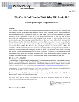 The Credit CARD Act of 2009: What Did Banks Do?