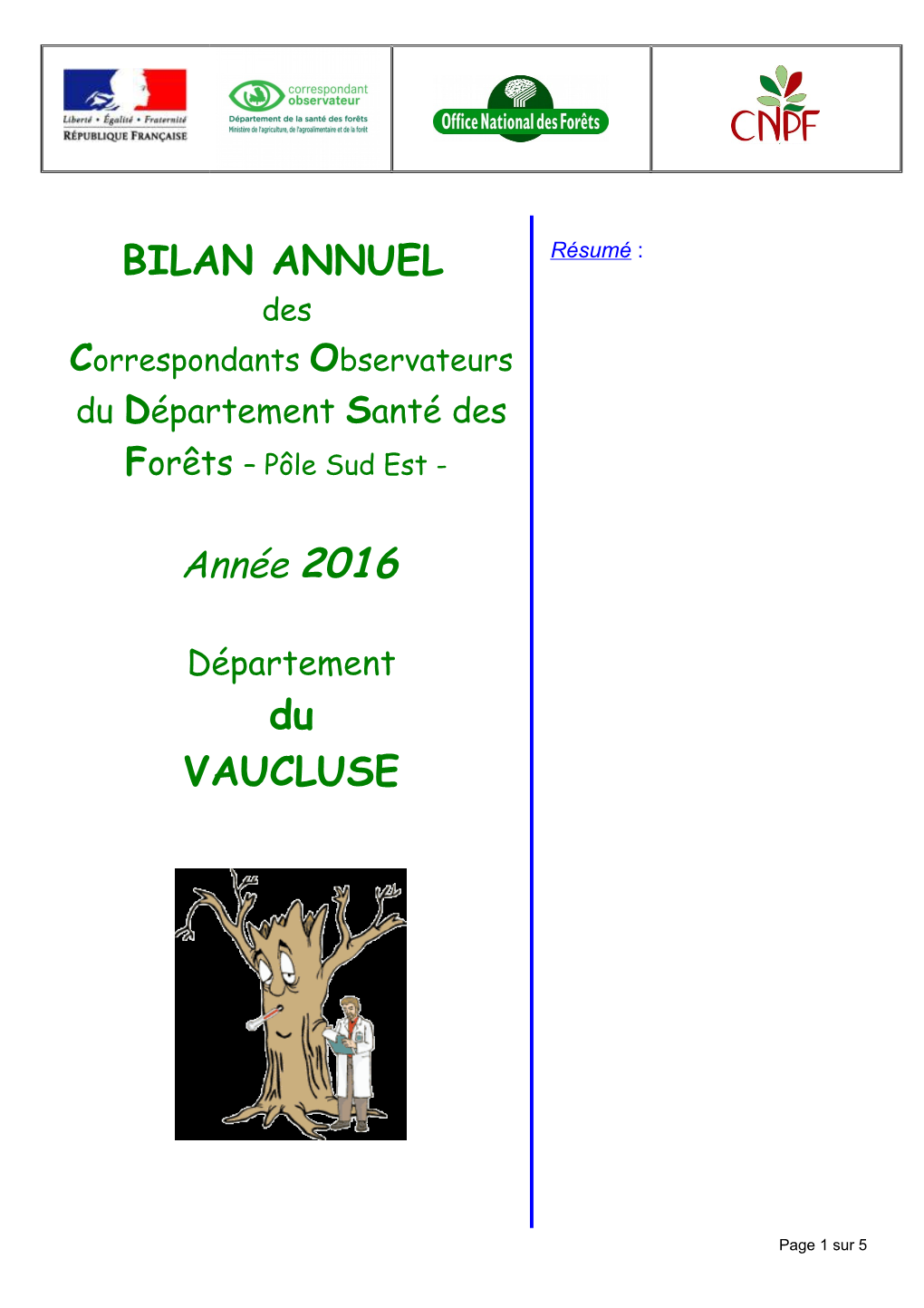 BILAN ANNUEL Du VAUCLUSE