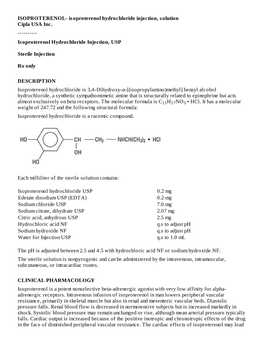 Isoproterenol Hydrochloride Injection, Uspsterile Injectionrx Only