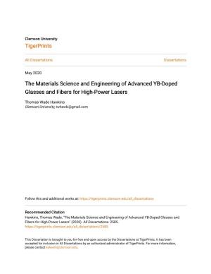 The Materials Science and Engineering of Advanced YB-Doped Glasses and Fibers for High-Power Lasers