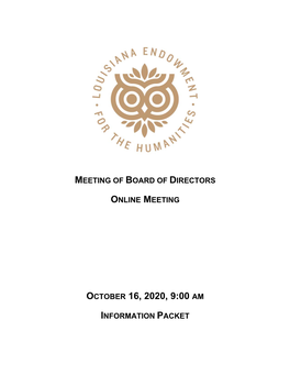 Meeting Agenda – Board of Directors