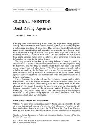GLOBAL MONITOR Bond Rating Agencies