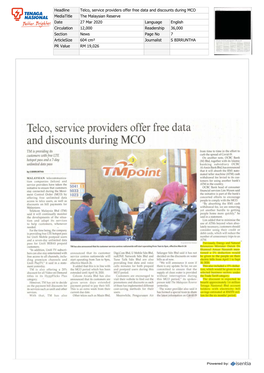 Telco, Service Providers Offer Free Data and Discounts During
